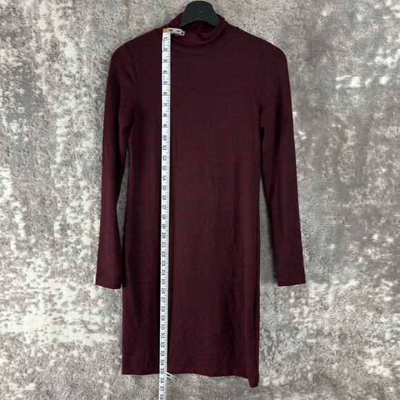 French Connection Size M Mock Neck Mini Shirt Dress Red Long Sleeve Pullover - Picture 2 of 8